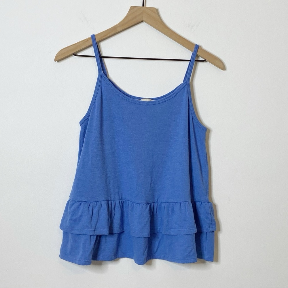Loft Blue Spaghetti Strap Peplum Tank Top Medium